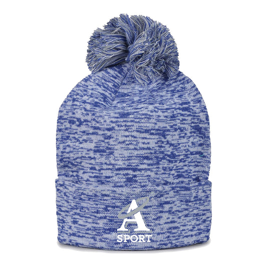 Academy of the Holy Angels UA Rollup Heather Knit Beanie with Pom